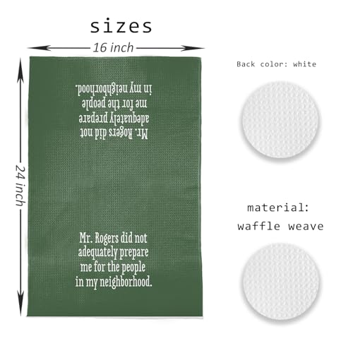 Mr. Rogers Kitchen Towels - Funny Green Waffle Weave, 16x24in