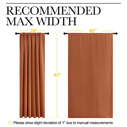 NICETOWN Thermal Insulated Blackout Curtains, Burnt Orange, 62"W x 63"L