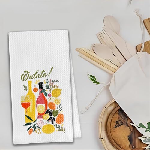 Italian Salute Cheers Wine Kitchen Towels - 16x24 Inch Decorative Hand Towels