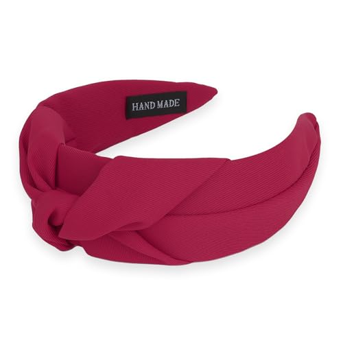 Amariver Hot Pink Knotted Wide Headband Soft Non-Slip Hair Band