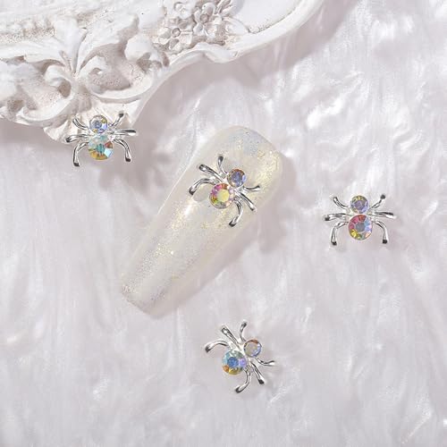 36 Pcs Halloween Spider Nail Charms Metal Rhinestones Alloy Art Decor