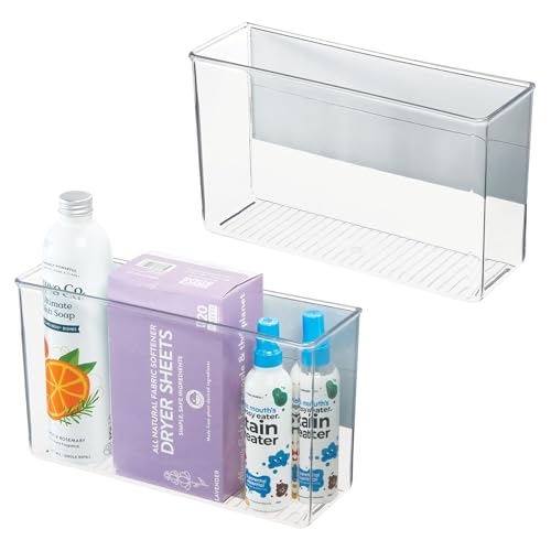 iDesign Magnetic Large Clear Plastic Organizer Bins, 2-Pack