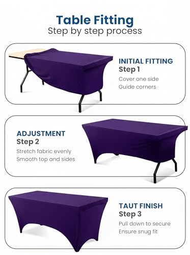 Utopia Kitchen Purple Spandex Table Cloth 2 Pack for 6FT Tables