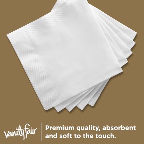 Vanity Fair 2-Ply Beverage Napkins, White, 40 Count, 4.9" x 4.9"