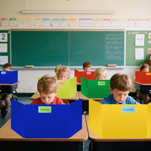 Bcabo 6-Pack Desk Privacy Dividers for Students - Waterproof Classroom Shields