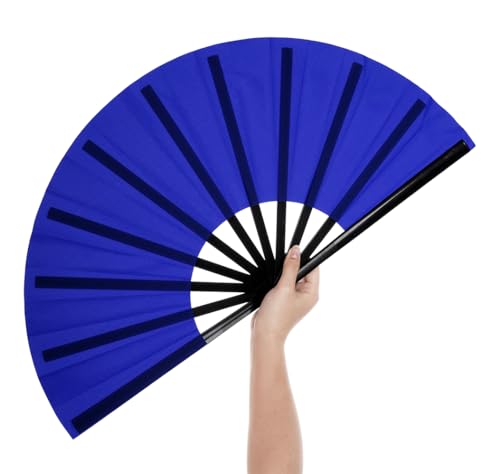 Durable Royal Blue Folding Hand Fan for Dancing & Events