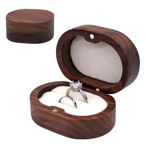 Handmade Wooden Ring Box for Engagement or Wedding - Rustic Design