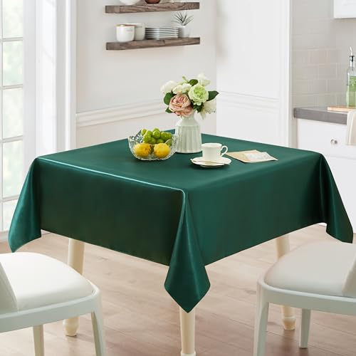 Blackish Green Satin Table Cover 60x120 Inches - 6 Pack, Rectangular