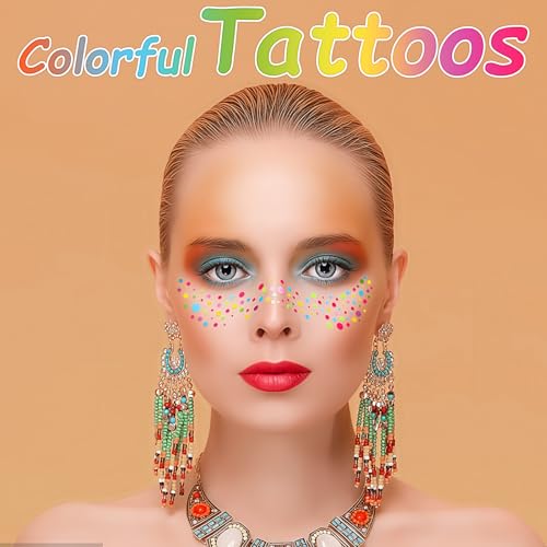 Rainbow Pride Glitter Freckles Face Tattoo 5-Pack