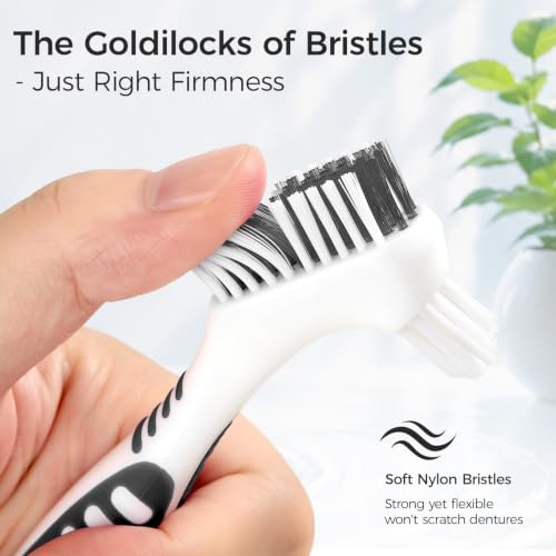 DEEKIVAN Double-Sided Denture Cleaning Brush 2-Pack for Retainers and Aligners