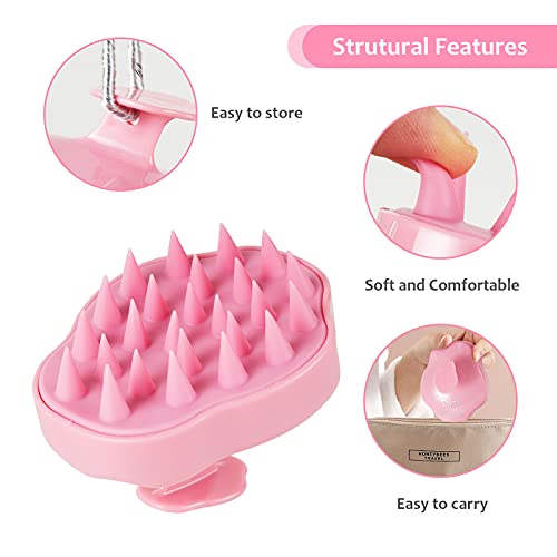 URTHEONE Silicone Hair Scalp Massager and Shampoo Brush in Pink