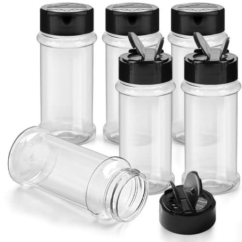 TUZAZO 3 Oz Plastic Spice Jars Set of 6 Airtight Seasoning Containers with Flip Top Lids
