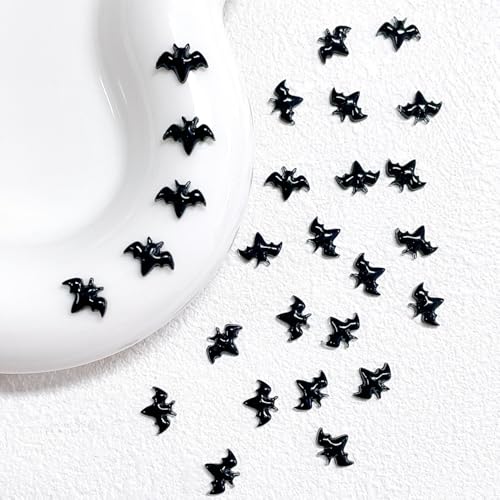 200Pcs Halloween Bat Nail Art Charms 3D Resin Flatback Gems