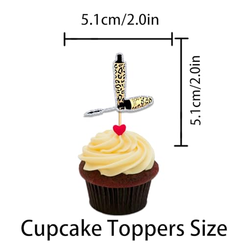 18pcs Leopard Print Glitter Cupcake Toppers for Parties