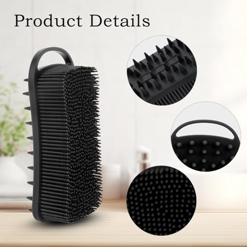 Vilnadu 2-in-1 Silicone Body Scrubber & Scalp Massager (Grey & Black)