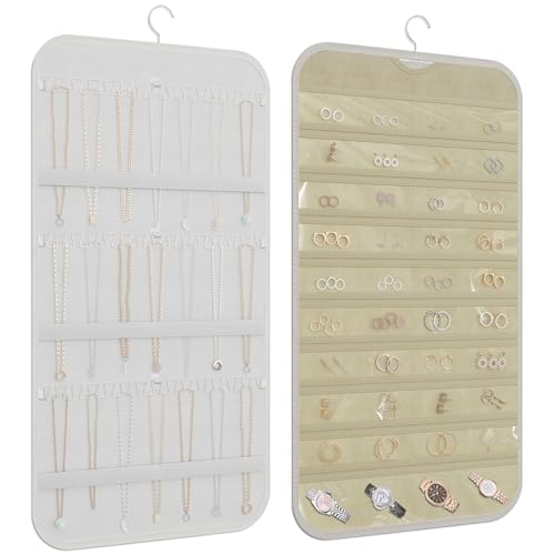 Hanging Jewelry Organizer for Necklaces & Earrings - 36 Hooks, 40 Pockets