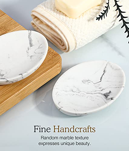 Luxspire Oval Soap Dish Holder - Gravel White, 1 Pack