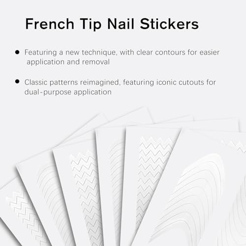Kootinn French Manicure Nail Stickers Strips 1152 Pieces DIY Art