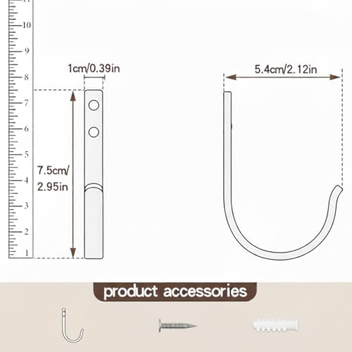 5-Pack Metal Wall Hooks Heavy Duty 22lb Capacity for Coat Towel Bag