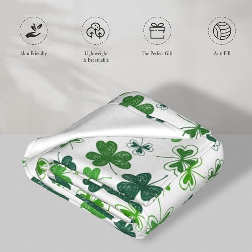 St. Patrick's Day Shamrock Throw Blanket - Cozy Green Flannel 40"x50"