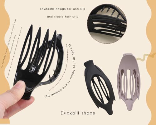XEF Flat Claw Hair Clip for Women Large Matte No Slip Grip
