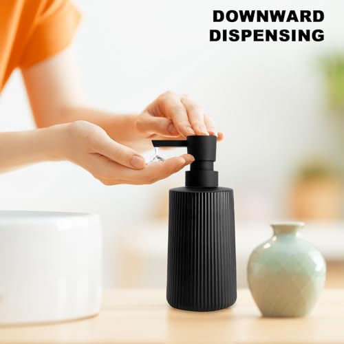 Modern Striped Glass Soap Dispenser - 250ml Pump for Kitchen & Bathroom (2 Pack)
