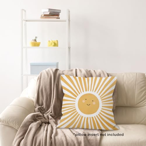 MONALET Yellow Boho Sun Throw Pillow Cover, 18x18 Soft Flannelette Case