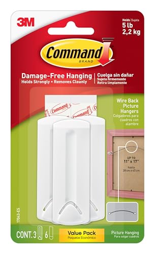 Command Picture Hangers - Large Wire Back, 3 Hangers & 6 Strips