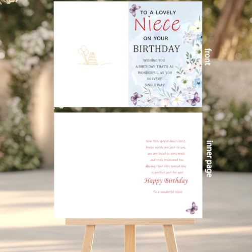 Elegant Watercolor Birthday Card for Niece with Envelope