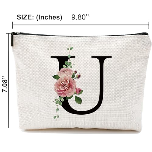Comanro Personalized Monogram Letter Makeup Bag, Waterproof Travel Cosmetic Pouch