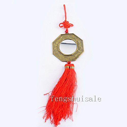 Feng Shui Bagua Mirror with Chinese Knot Charm - 7cm Metal Protection Amulet