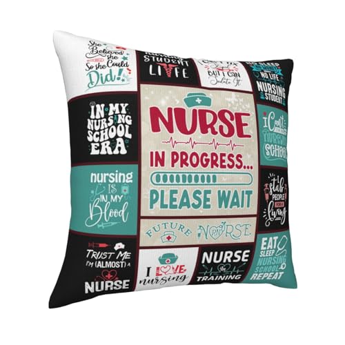 Nursing Student Throw Pillow Cover 18x18 Inches - Graduation Gift for Women, Future Nurse Gift, Nurse Graduation 2026, IYUBOFU