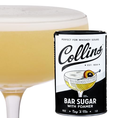 Collins Bar Sugar with Foamer - Cocktail Foam Maker for Classic Eggwhite-Style Drinks, 16oz