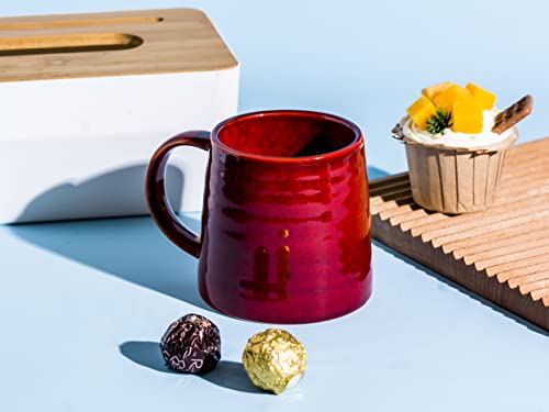 16 oz Handmade Ceramic Coffee Mug with Handle - Red Variation