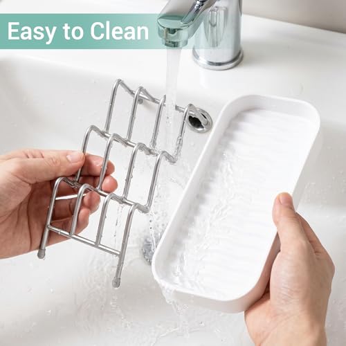 Stainless Steel Shower Soap Dish Holder with Drain Tray | Bathroom & Kitchen Organizer