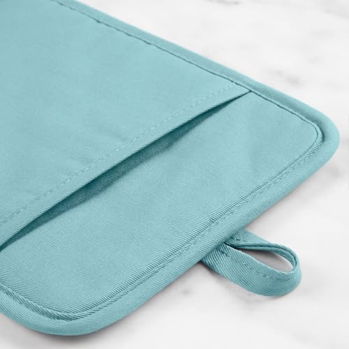 KitchenAid Ribbed Soft Silicone Pot Holders 2-Pack Set, Mineral Water Aqua, 7x9 Inches