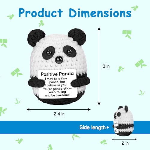 Black Positive Crochet Panda Plush Toy - Handmade Emotional Support Gift for Women & Men