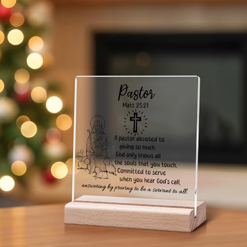 Pastor Appreciation Gift - Clear Acrylic Desk Sign with Stand