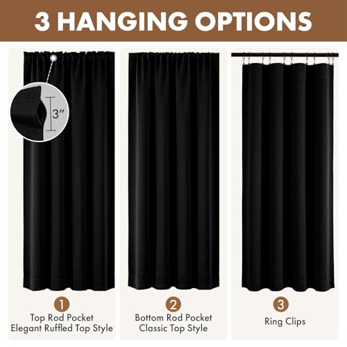 MIULEE Blackout Curtains, 40"x63" Thermal Insulated Rod Pocket Drapes - 2 Panels