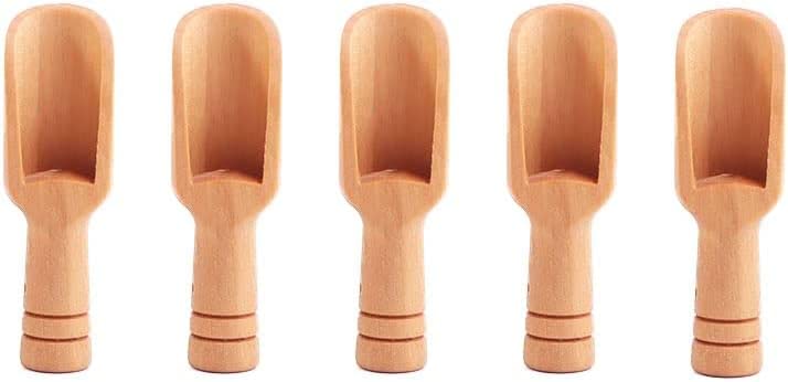 5 Mini Wooden Spoons for Spices & Cooking - Natural Bamboo
