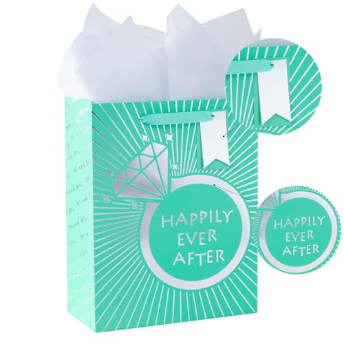 Loveinside Wedding Gift Bag Set with Tissue Paper & Card - 10" x 5" x 13"