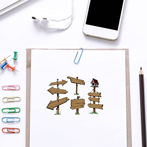 Hying Clear Fingerpost & Wooden Sign Rubber Stamps for Crafts