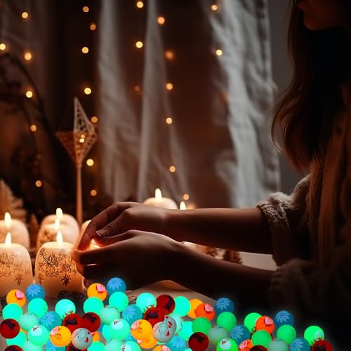 Christmas Glow in the Dark Bouncy Balls Set - 100 Pack, 0.98 Inch