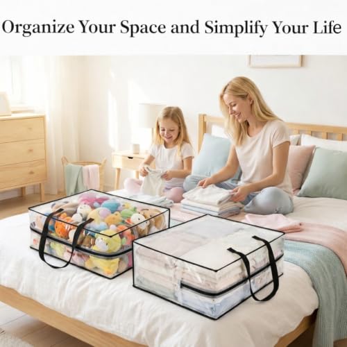 95L Underbed Storage Bag - Clear Foldable Bedding Organizer (1 Pack)