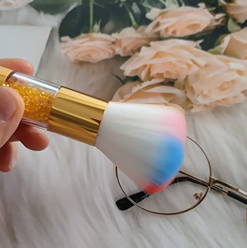 Honkenda Nail Art Dust Remover Brush with Rhinestone Handle Gold