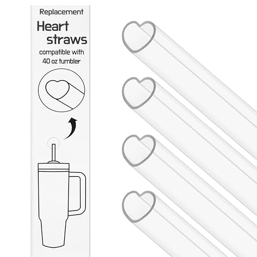 Clear Heart Straws for Stanley Cup - Reusable Plastic Accessories