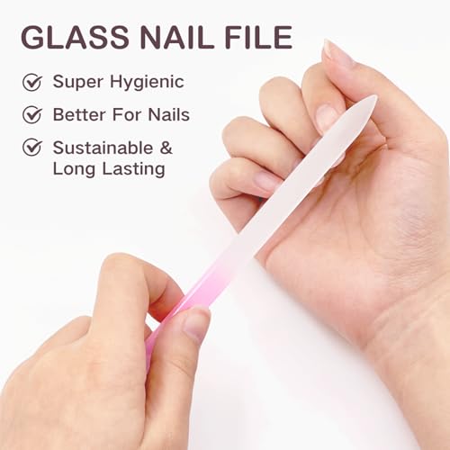 Glass Nail File with Case Double Sided Crystal Fingernail File