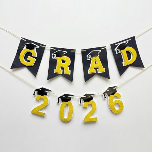 DIY 3D Graduation Banner 2026 - Black & Gold Decor