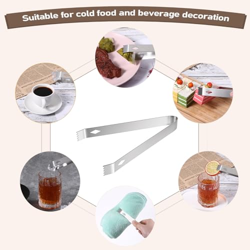 Silver 2 Pack Small Stainless Steel Food Tongs 6 Inch with Serrated Edges