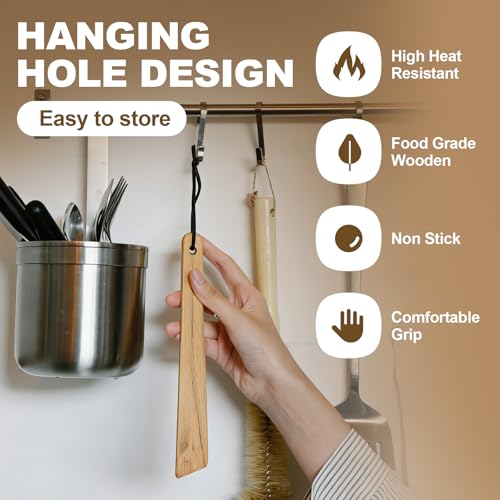 12 Inch Teak Wooden Spatula - Versatile Cooking Turner & Scraper